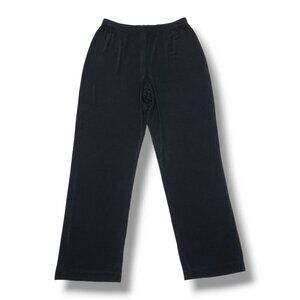 Chicos Travelers Pants Womens Medium 1 Black Pull‎ On High Rise Straight Leg USA